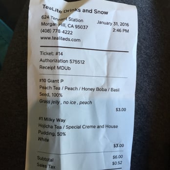 TeaLite Drinks & Snow - Bubble Tea Near Me - Morgan Hill, California