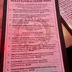 Molly's Public House - Menu, page 1