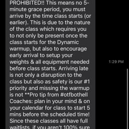 The text message I got 30 seconds before the class started to let me know if I wasn't there in 30 seconds I couldn't join the class. The text message I got 30 seconds before the class started to let me know if I wasn't there in 30 seconds I couldn't join the class.