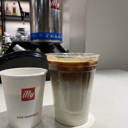 Cortado and iced vanilla latte