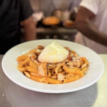 Palm Grill - Penne Alla Vodka with Burrata - New American Near Me - Valley Stream, New York Palm Grill - Penne Alla Vodka with Burrata - New American Near Me - Valley Stream, New York
