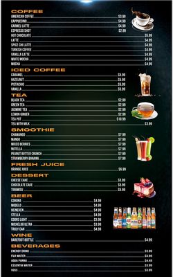 Menu photo 2 Zoom Hookah Bar &Lounge Jamul, CA Menu photo 2 Zoom Hookah Bar &Lounge Jamul, CA