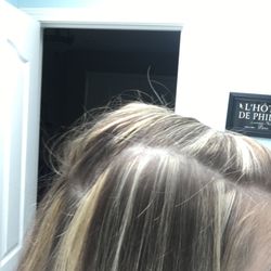 Nasty uneven chunks. Nothing like what I had asked for. Why is there a large chunk of blonde in the back? Why is the placement so uneven?