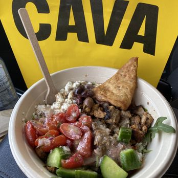 Cava - Greek salad with grilled chicken. - Mediterranean Near Me - Long Beach, California Cava - Greek salad with grilled chicken. - Mediterranean Near Me - Long Beach, California