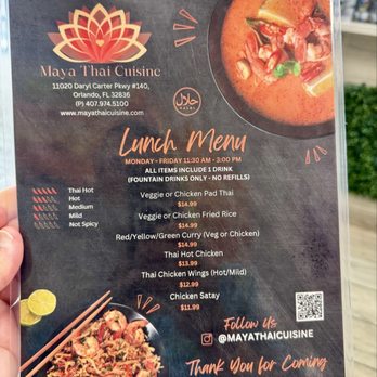 Maya Thai Cuisine - Lunch Menu - Halal Near Me - Orlando, Florida Maya Thai Cuisine - Lunch Menu - Halal Near Me - Orlando, Florida