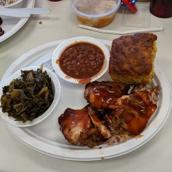 Teague’s Bar-B-Que - Bbq chicken plate with beans, collar green and corn bread. - Caterers Near Me - Spring, Texas Teague’s Bar-B-Que - Bbq chicken plate with beans, collar green and corn bread. - Caterers Near Me - Spring, Texas