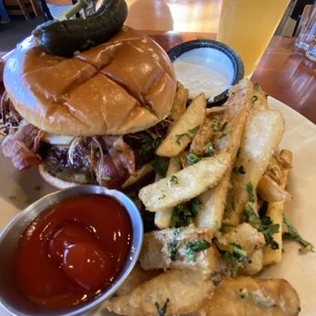Bear Tooth Grill - SMOKED GOUDA BURGER with garlic cilantro fries. - Mexican Near Me - Anchorage, Alaska