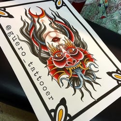 Flat Black Tattoo - Painting by Tony
