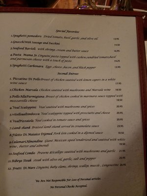 Menu photo 1 Villa Napoli Turlock, CA