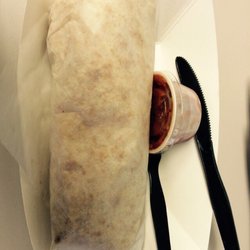MemorialCare Rehabilitation Institute - Size of the breakfast burrito. Fork and knife for scale.