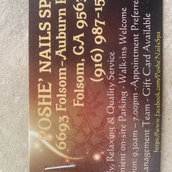 Poshe' Nails Spa - Open at 9:30 closed Tuesday and Wednesday - Nail Salons Near Me - Folsom, California