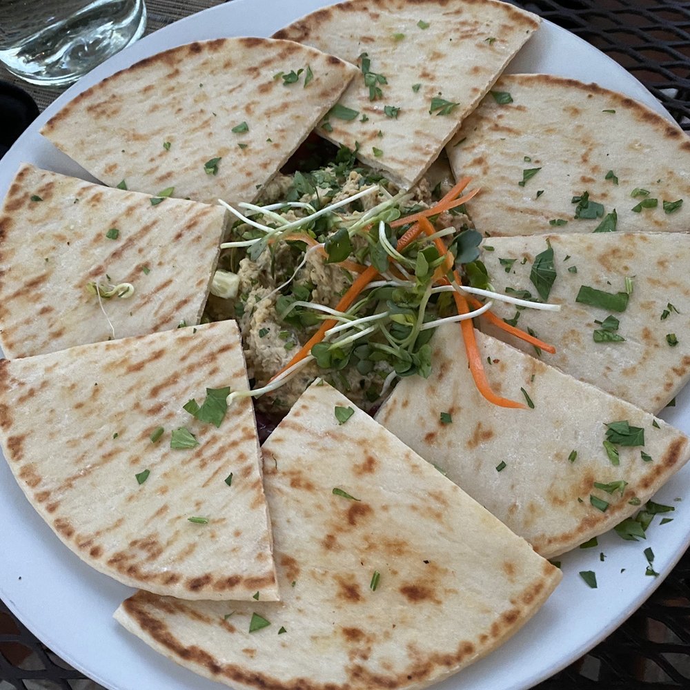 Blue Heron Restaurant - Ojo Homemade Herb Hummus with Pita. - New American Near Me - Santa Fe, New Mexico Blue Heron Restaurant - Ojo Homemade Herb Hummus with Pita. - New American Near Me - Santa Fe, New Mexico