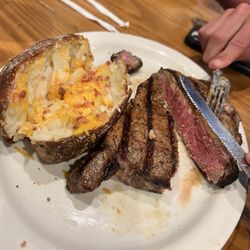 Ribeye with loaded potatoe