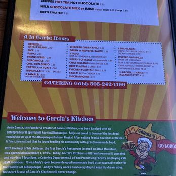 Garcia's Kitchen - The Original - Menu - New Mexican Cuisine Near Me - Albuquerque, New Mexico