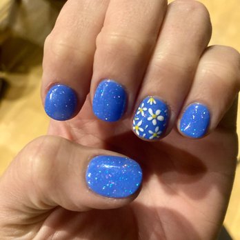 The Hills Nails - Powder dip manicure (color, glitter, plus accent nail design) - Nail Salons Near Me - El Dorado Hills, California