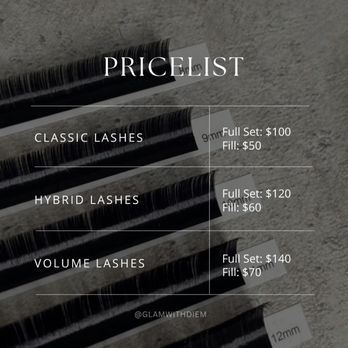 Glam With Diem - Price List - Eyelash Service Near Me Glam With Diem - Price List - Eyelash Service Near Me