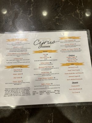 Menu photo 2 Cyrus Steakhouse Tulsa Tulsa, OK Menu photo 2 Cyrus Steakhouse Tulsa Tulsa, OK