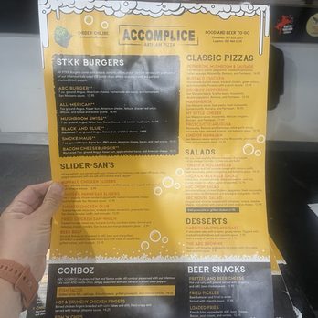 Accomplice Beer Company - Menu - Breweries Near Me - Cheyenne, Wyoming Accomplice Beer Company - Menu - Breweries Near Me - Cheyenne, Wyoming