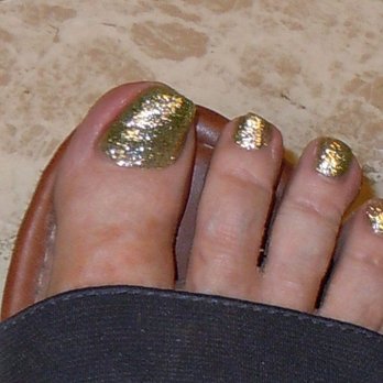 North Studio Nail Salon - Green polish with gold glitter this time - Nail Salons Near Me - Buffalo, New York