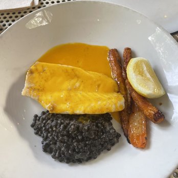 Birdie's - Sea bass w/lentils, carrots and buttery carrot sauce. - French Near Me - Austin, Texas Birdie's - Sea bass w/lentils, carrots and buttery carrot sauce. - French Near Me - Austin, Texas