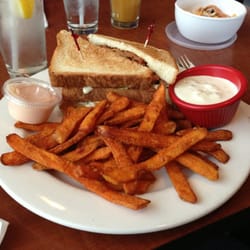 Marci's Bar & Grill & Pizza - Chicken club sandwich with sweet potato fries