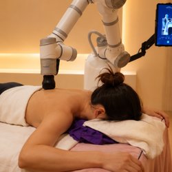 AI Massage Spa - Robotic precision massage in action, designed to target deep muscle tension and improve recovery efficiency.