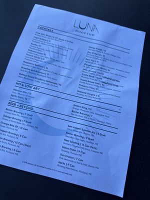 Menu photo 2 Luna Rooftop Bar Portland, ME Menu photo 2 Luna Rooftop Bar Portland, ME