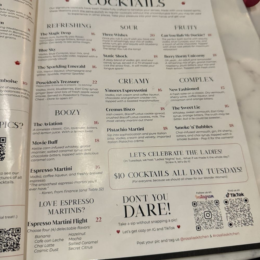 Rosalia's Kitchen - Cocktail menu - Italian Near Me - Miramar, Florida Rosalia's Kitchen - Cocktail menu - Italian Near Me - Miramar, Florida