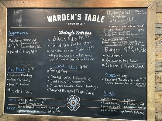 Menu photo 2 Warden's Table Petros, TN