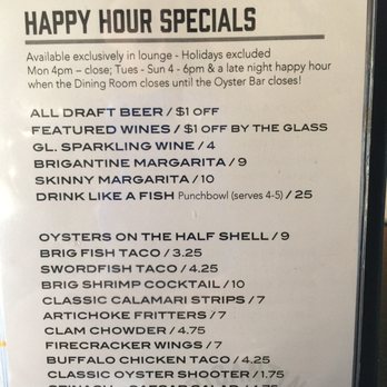 Brigantine - Happy hour on Mondays: 4pm to CLOSE. Yes, please. - Seafood Near Me - Coronado, California Brigantine - Happy hour on Mondays: 4pm to CLOSE. Yes, please. - Seafood Near Me - Coronado, California