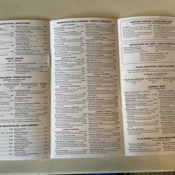 Versailles - Menu as of 4/28/2021 - Cuban Near Me - Miami, Florida