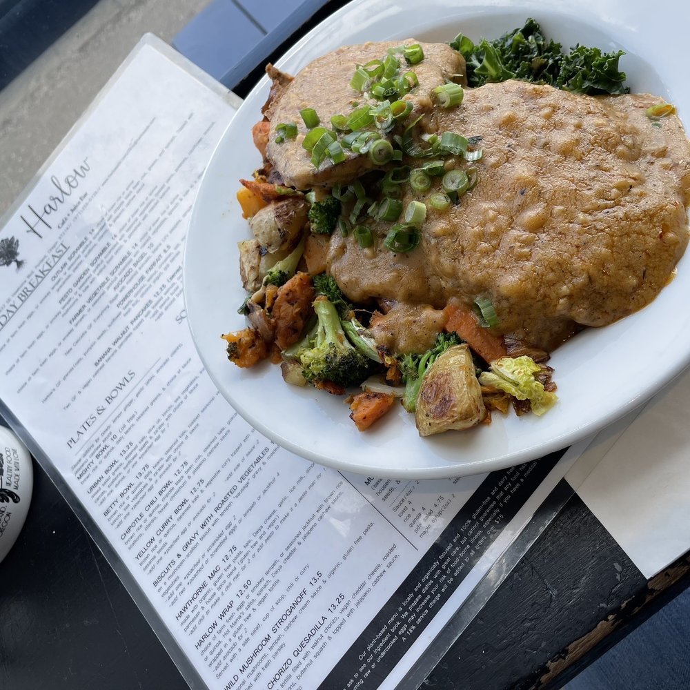 Harlow - Biscuits & Gravy with Market Vegetables - Vegan Near Me - Portland, Oregon Harlow - Biscuits & Gravy with Market Vegetables - Vegan Near Me - Portland, Oregon