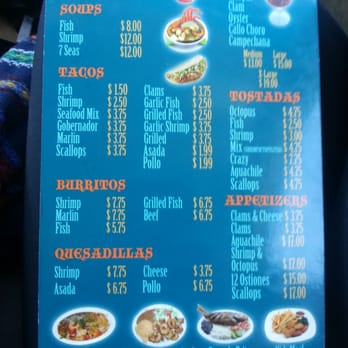 La Sinaloense Restaurant - Menu on thr back of the flyer - Mexican Near Me - Spring Valley, California