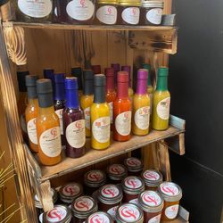 Locally made hot sauces, jams, and jellies