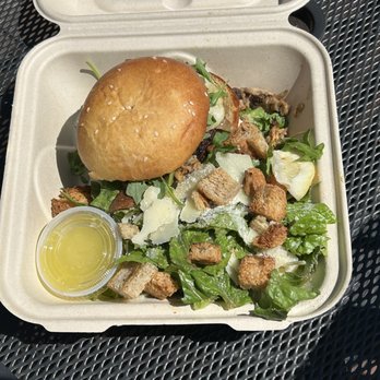 Leftcraft - The $21 Mushroom and Swiss burger (and salad) to go. - Gastropubs Near Me - Edmonds, Washington