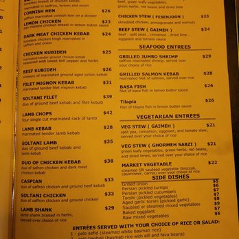 Persepolis - entree menu - Middle Eastern Near Me - New York, New York