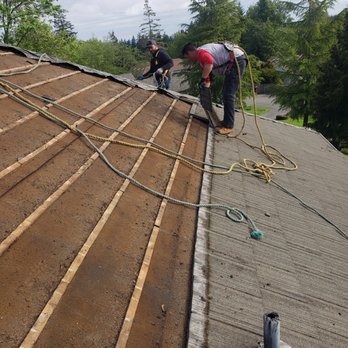 Rainy Day Construction - Getting progress removing old concrete Tile - Roofing Near Me - Puyallup, Washington