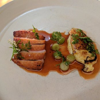 Bastion - duck breast w/ granny smith apple pearls and cauliflower puree. - Cocktail Bars Near Me - Nashville, Tennessee