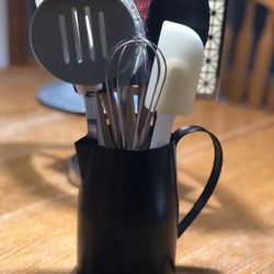 Two Hens & a Chick - Black pitcher-used for utensils