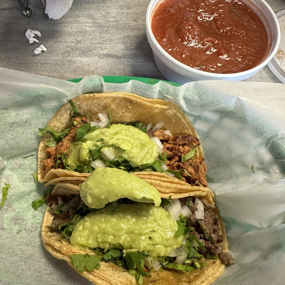 Al Pastor Taco and Carne Asada Taco so good I forgot to add salads verde and roja