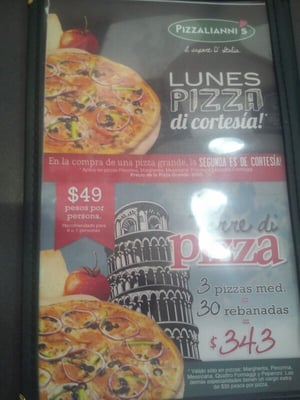 Menu photo 2 Pizzalianni's Pedregal Coyoacán, PUE