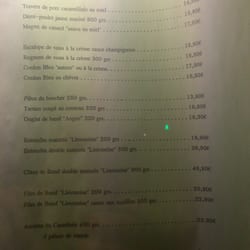 Le Cannibale - Meat menu. Menu des viandes