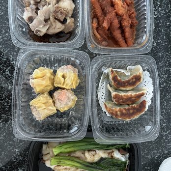 Dim Sum Sam - Clockwise top left: steamed ribs, chicken feet, pork & chives dumps, roast pork noodle roll, shumai - Barbeque Near Me - New York, New York