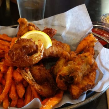 Pacific Catch - Mixed catch bowl: coconut shrimp, fried oysters, and fish with sweet potato fries - Seafood Near Me - San Francisco, California