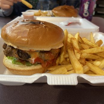 Go To Burgers - Mushroom and Swiss Burger with fries - Burgers Near Me - Bowie, Maryland Go To Burgers - Mushroom and Swiss Burger with fries - Burgers Near Me - Bowie, Maryland