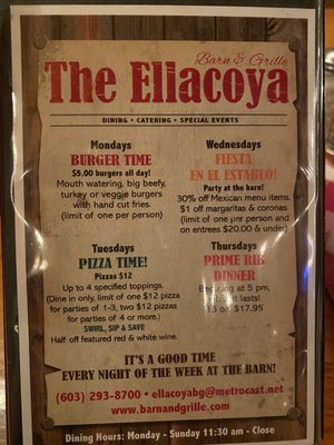 Menu photo 4 Ellacoya Barn and Grille Gilford, NH Menu photo 4 Ellacoya Barn and Grille Gilford, NH
