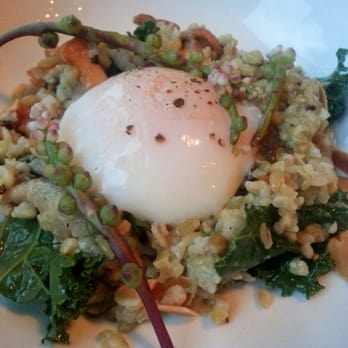 Indaco - Chanterelle salad with farro, almonds, kale, and farm egg - Italian Near Me - Charleston, South Carolina