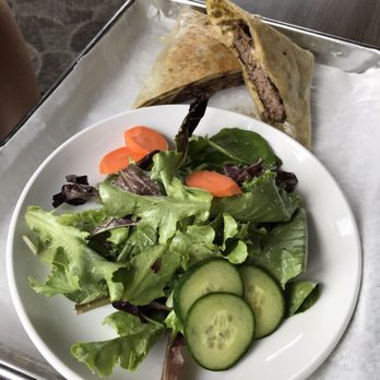 Turn Restaurant - Tortilla Burger and Mixed Greens Salad. - Breakfast & Brunch Near Me - St. Louis, Missouri