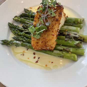 Salt on Mass - Parmesan Encrusted Chilean Sea Bass and Grilled Asparagus with Lemon Butter Sauce. - Seafood Near Me - Indianapolis, Indiana
