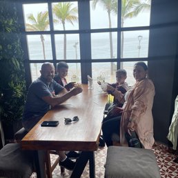 Enjoying the view and drinks before getting food